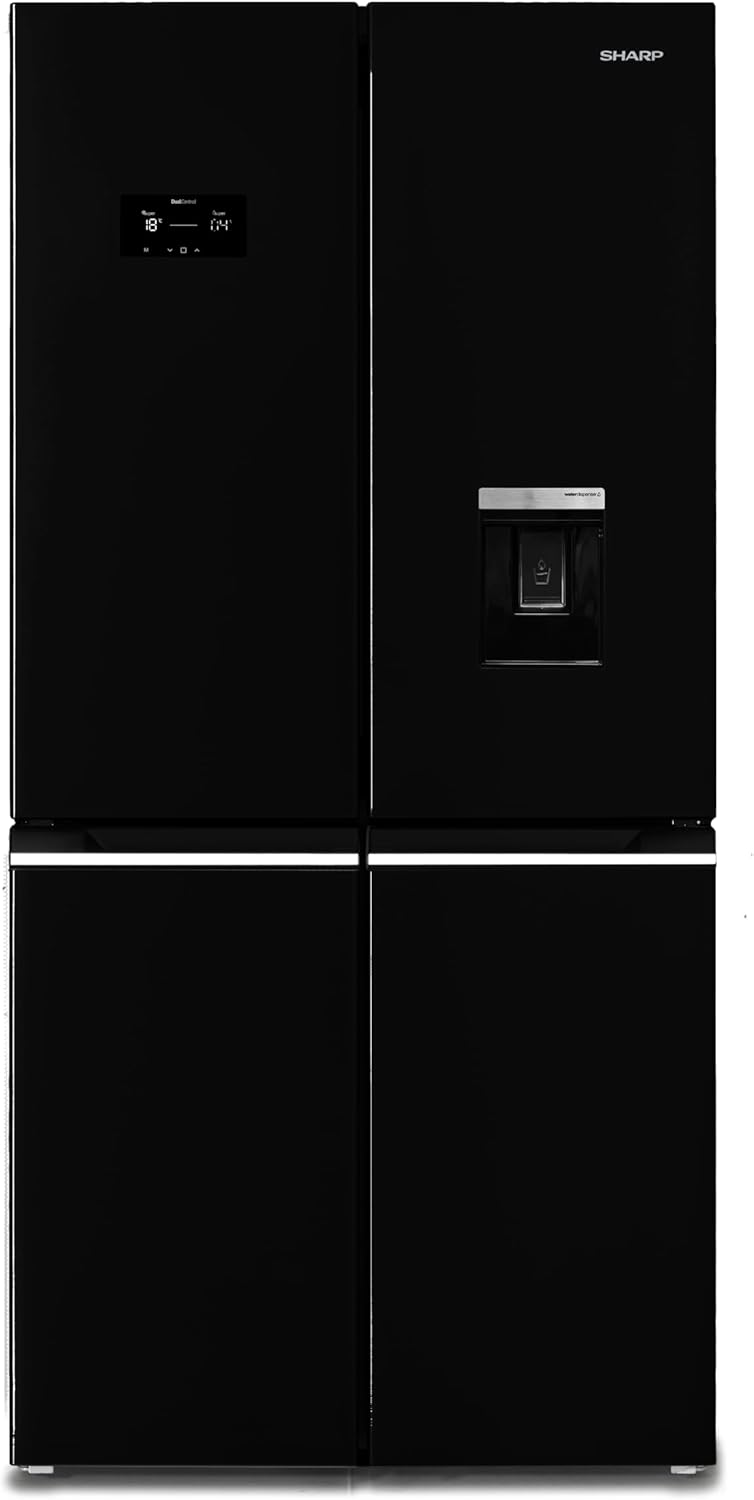 SHARP SJ-NFA35IHDBD-EU Side by Side Kühl-Gefrierkombination, EEK D, AdvancedNoFrost, Wasserspender, Twist-Ice-Maker, Inverter-Kompressor, Schwarz