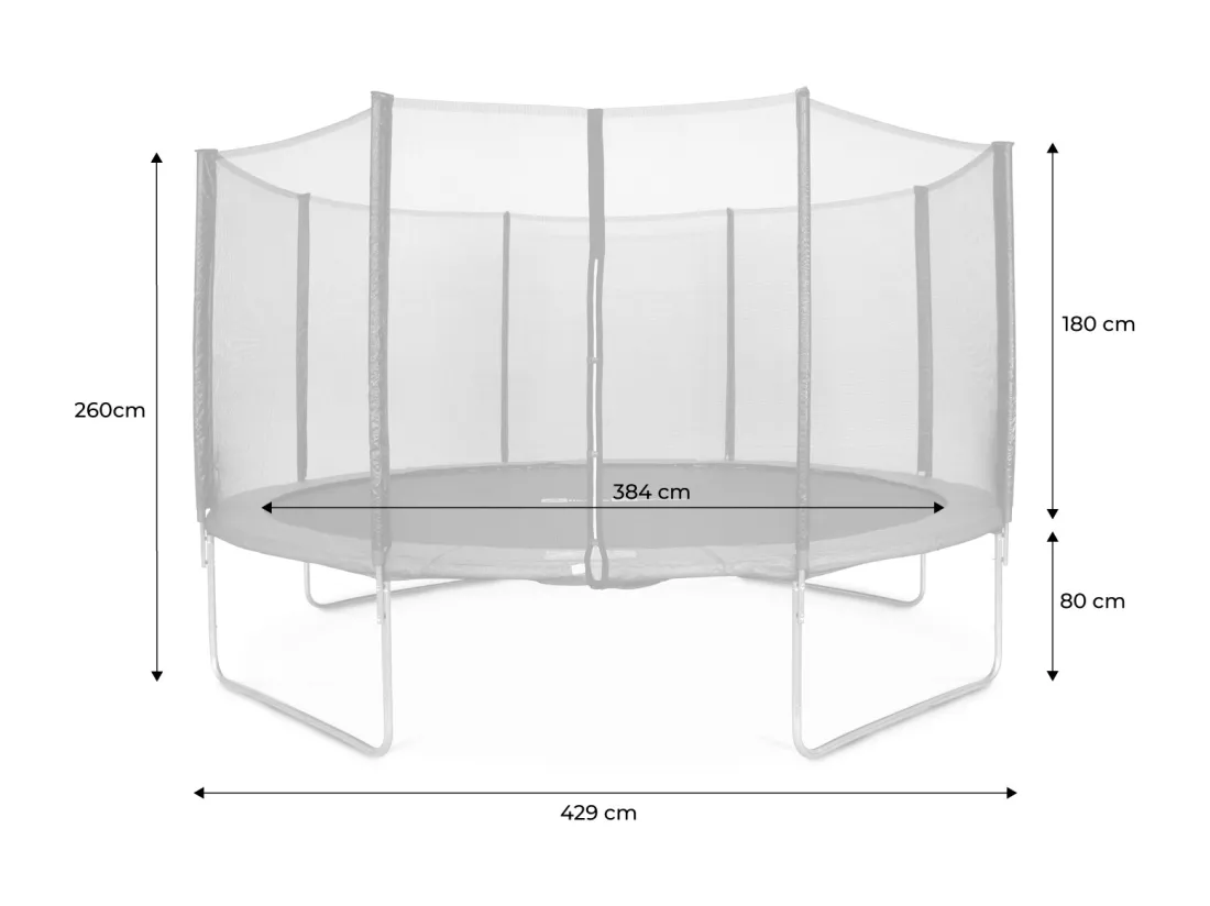 Trampoline rond Ø 430cm gris avec son filet de protection - Vénus - Trampoline de jardin 430cm 4m| Qualité PRO. | Normes EU