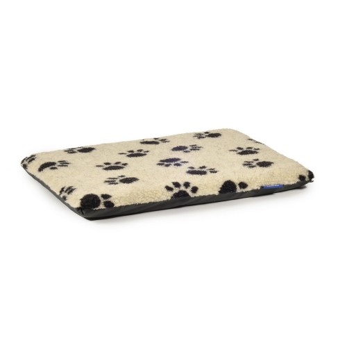 Colchão para animais de estimação cor creme com estampa de patas