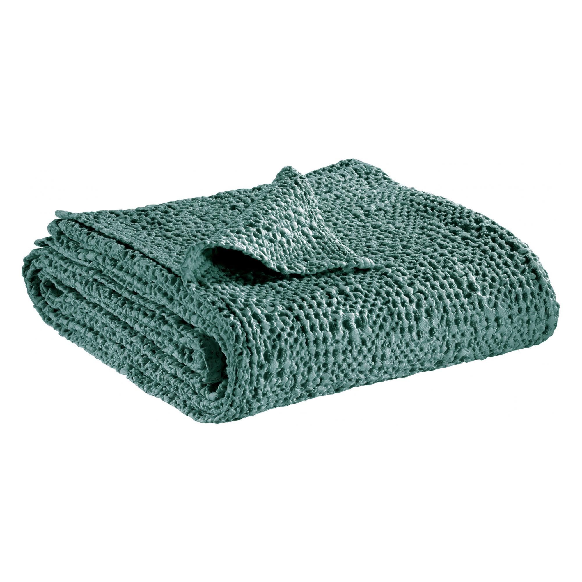 Jeté stonewashed tana vert de gris 260 x 260 cm