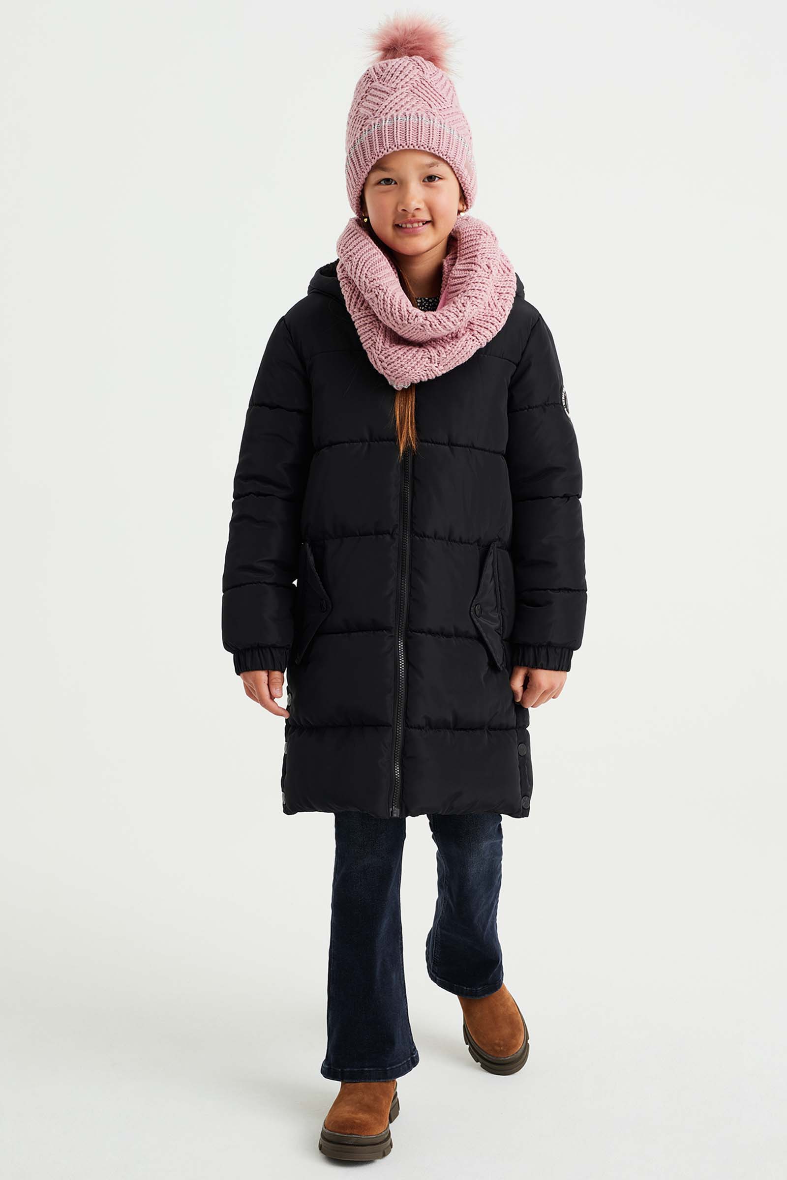 Meisjes gebreide colsjaal WE Fashion Lichtroze