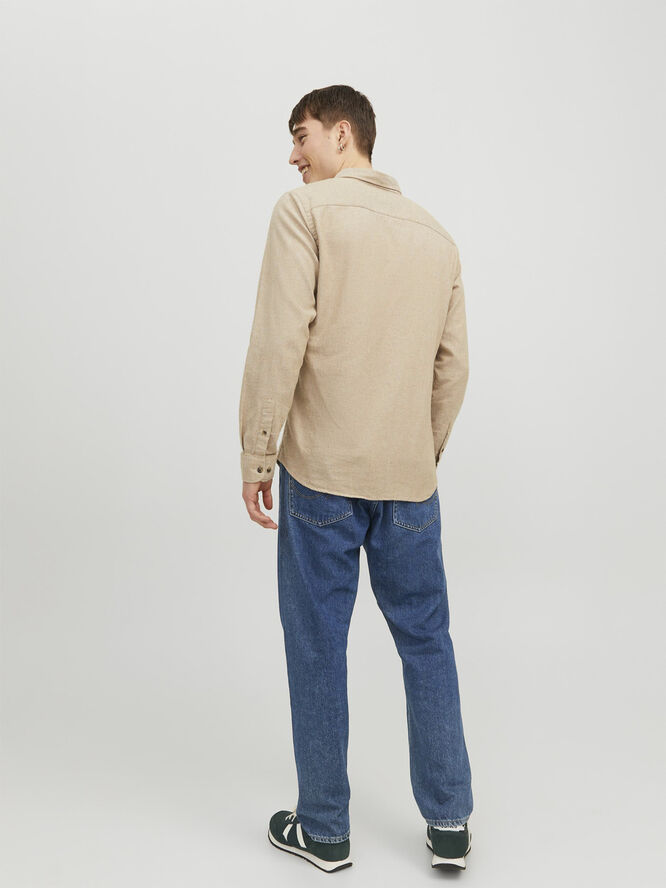 Jack & Jones JJECLASSIC MELANGE SHIRT LS SN Oatmeal