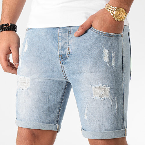 Short Jean Avec Dechirures LB054-B51 Bleu Clair