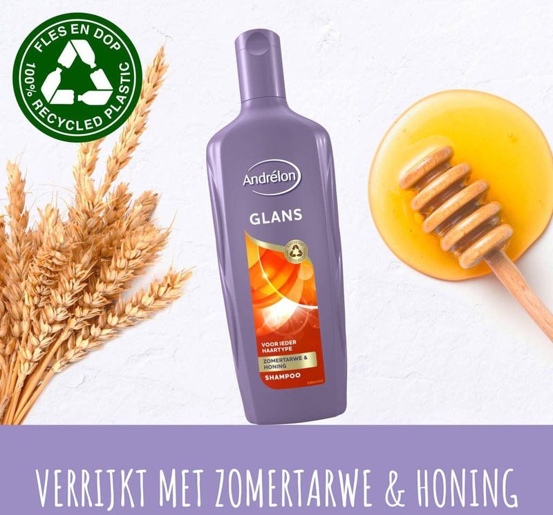 Andrélon Shampoo - Glans - milde shampoo verrijkt met zomertarwe en honing - 6 x 300 ml