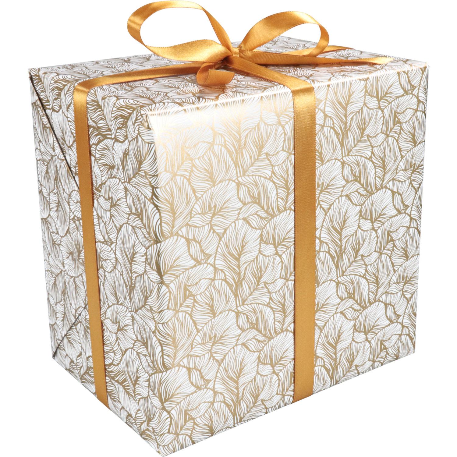 Cadeaupapier, 200m, 80gr/m², Leafs, wit/goud