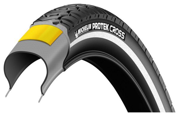 Pneu Urbain MICHELIN PROTEK CROSS 700mm TubeType Rigide Renfort anti crevaison 1mm Ebike Ready