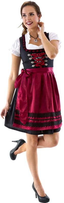 Dirndl Zwart Wijnrood