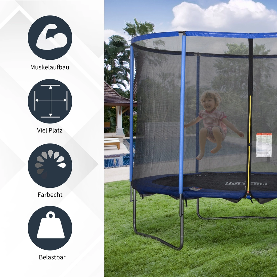HOMCOM Trampolin mit Sicherheitsnetz blau, schwarz