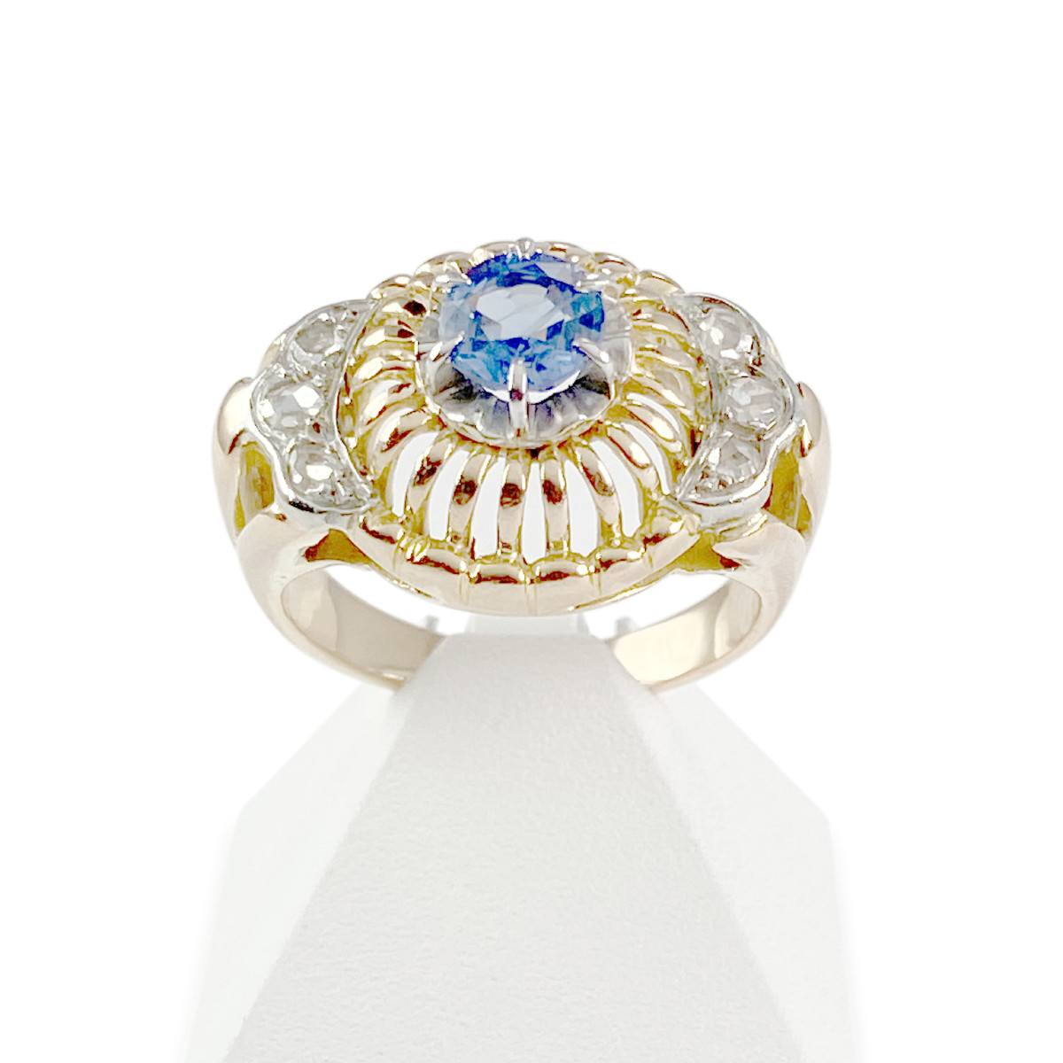 Bague d'occasion 2 ors 750 saphir et diamants