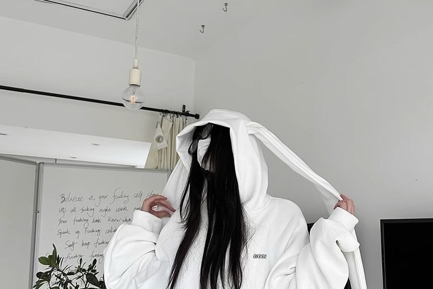 Bolgivy - Hoodie met lange mouwen en rits en konijnenoren