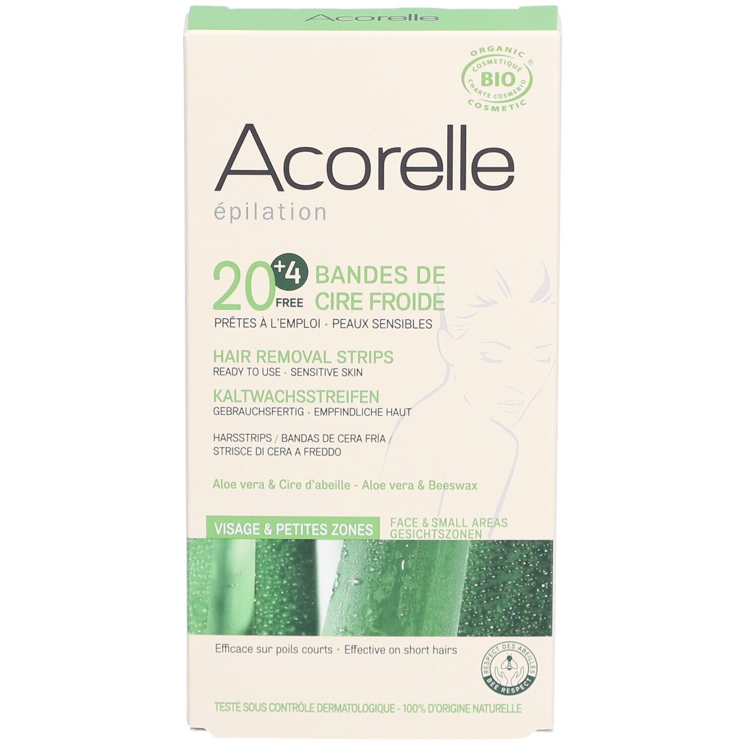 Acorelle Kaltwachsstreifen Gesicht 20 + 4 Streifen 14g