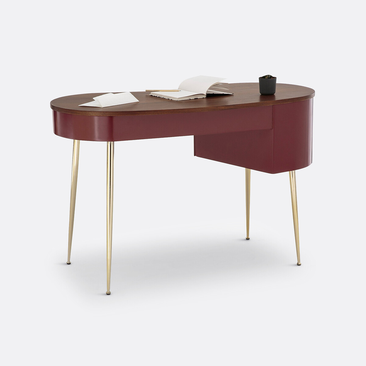 LA REDOUTE INTERIEURS<br>mesa vintage folheada a nogueira, Topim