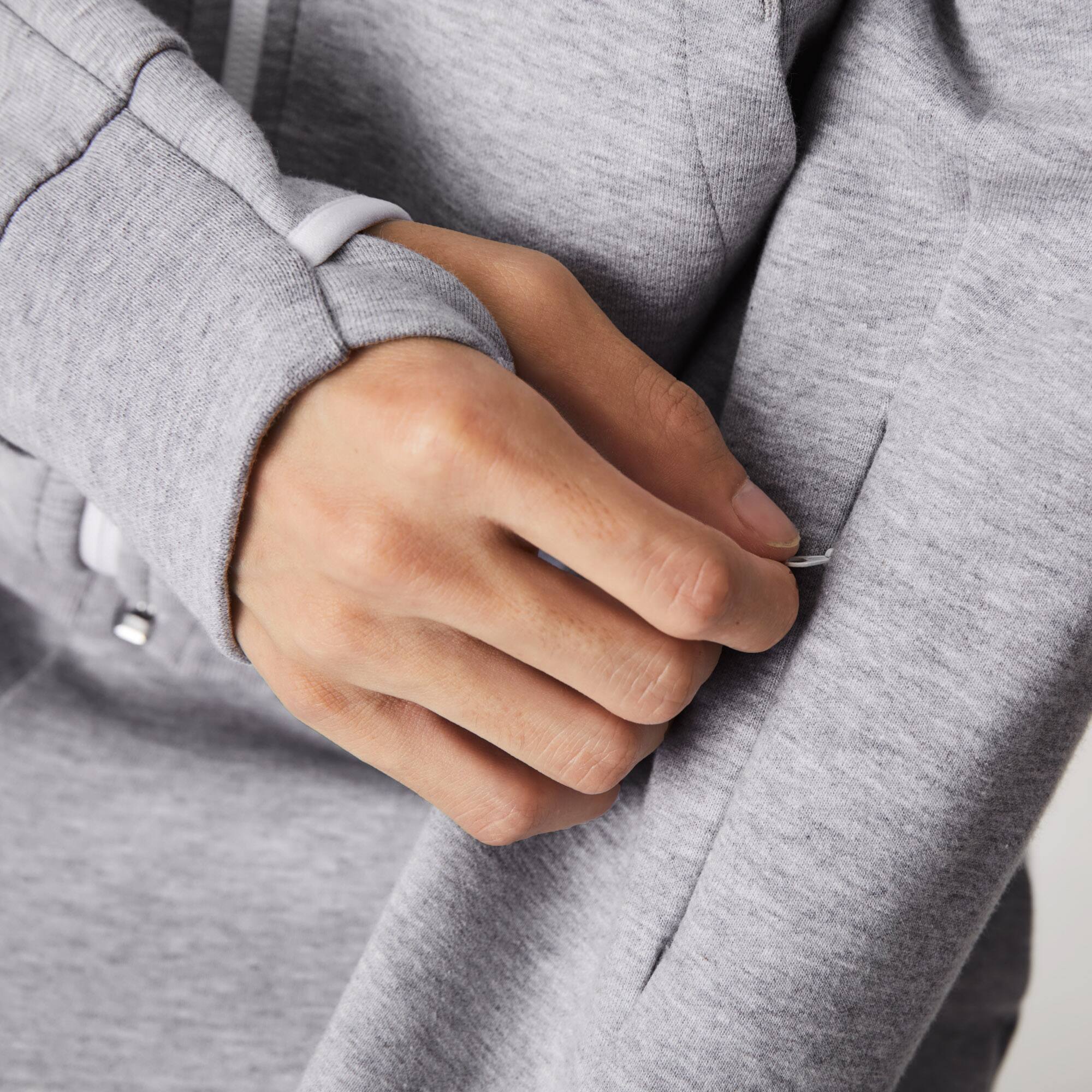 Sweatshirt Jogger zippé uni à col montant en coton mélangé Sweatshirts - Gris - Lacoste - Homme