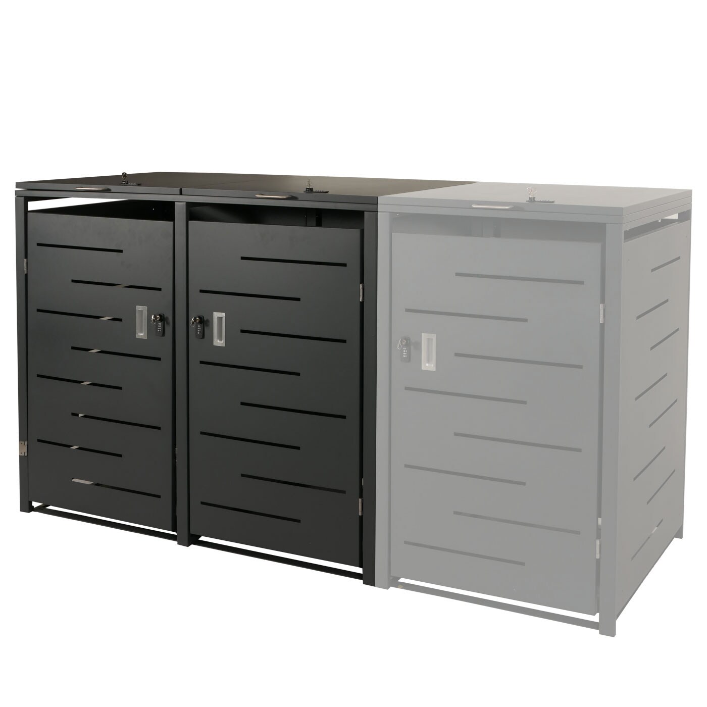 2er-Mülltonnenverkleidung MCW-E83, Mülltonnenbox Mülltonnenabdeckung, erweiterbar 117x131x80cm ~ anthrazit, Stahl 54kg