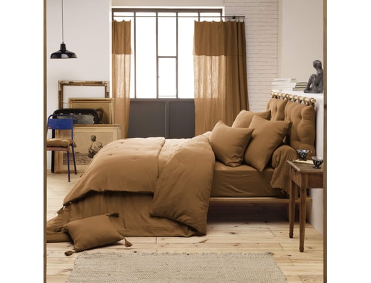TERRE DE NUIT - Parure de lit housse de couette Parure de lit double gaze de coton marron 260x240 cm