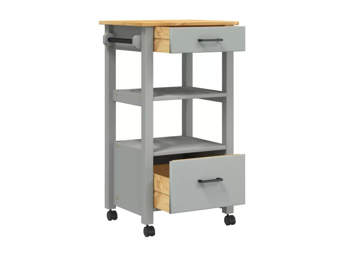 Chariot de cuisine MONZA 48x40x90 cm bois massif de pin
