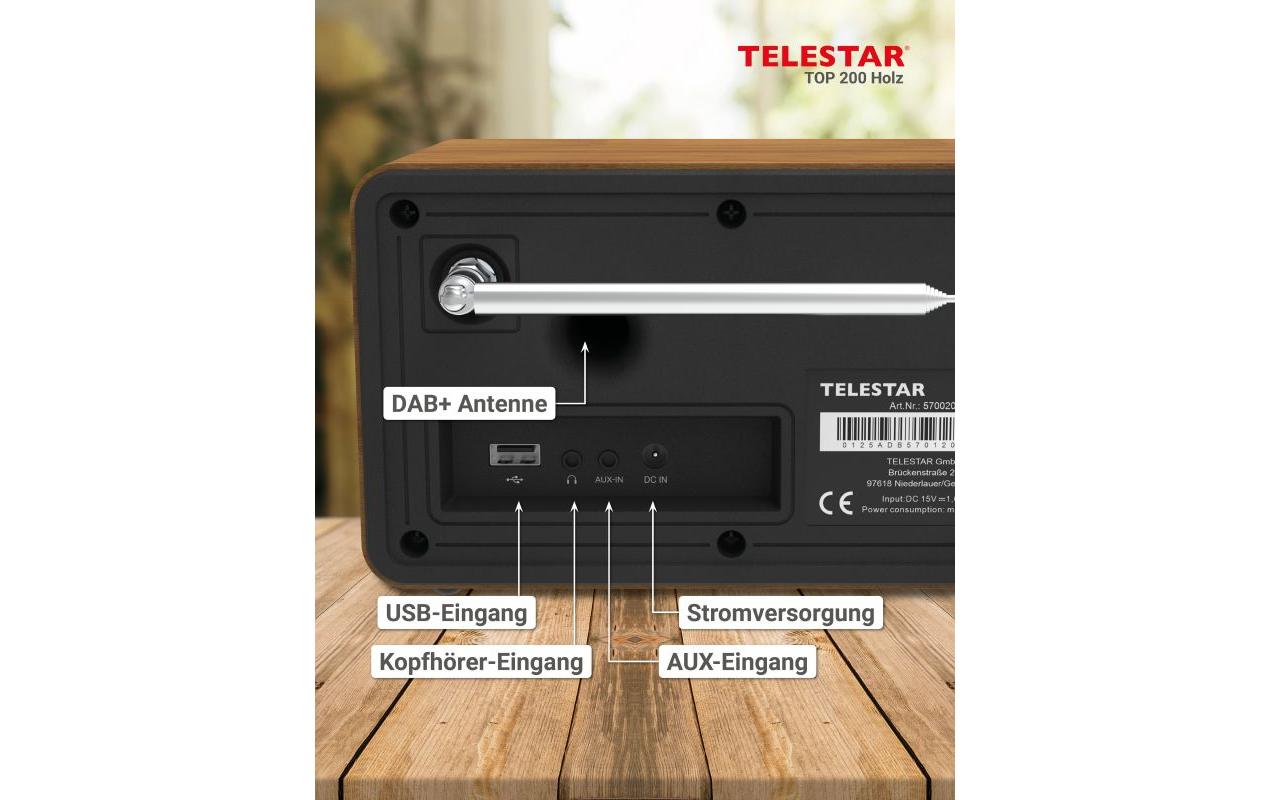 Internet Radio TOP 200 Braun/Holz<br>Mono-Radio mit DAB+/FM und Internetradio