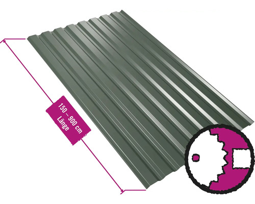 PRECIT trapezium wandpaneel W20LA dennengroen RAL 6020 vaste breedte 1135 mm x dikte 0,5 mm (verkocht per meter van 150 tot max. 900 cm)
