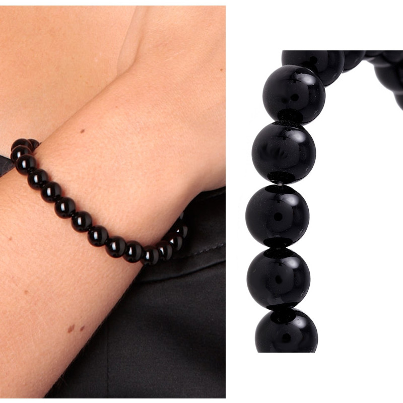 Bracelet Stretch en Perles Onyx Noires