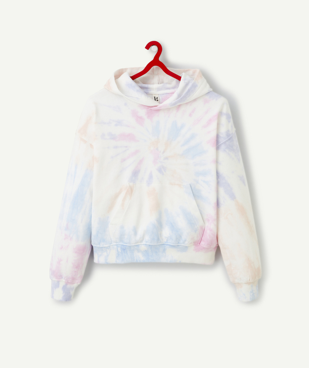 sweat à capuche fille en coton bio tie and dye
