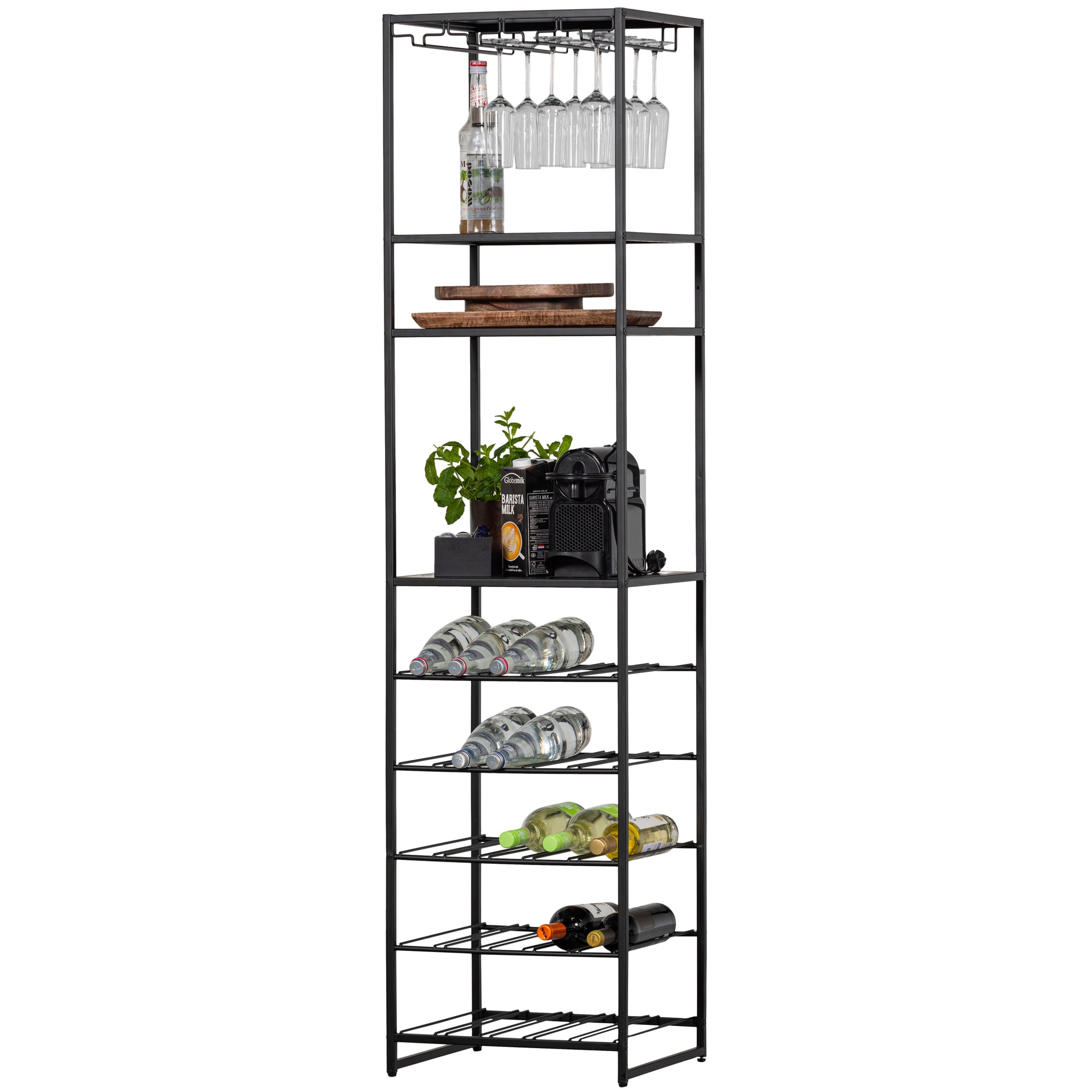 Flaschenregal REESE 45 x 185 cm schwarz
