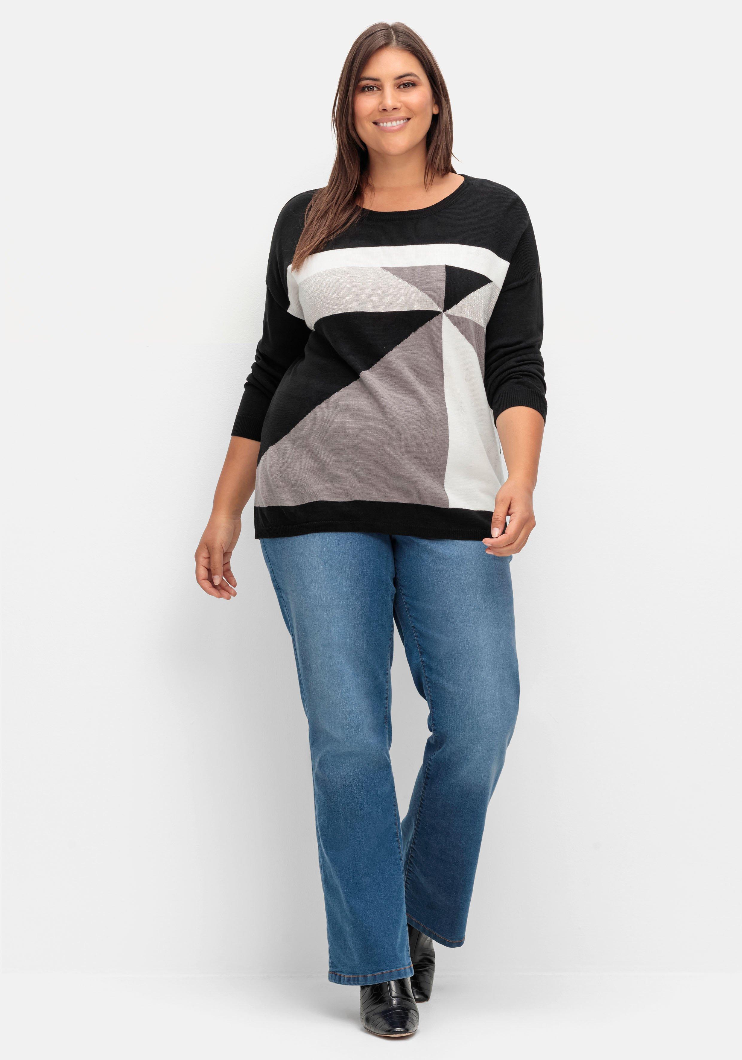 Strickpullover mit Glitzer-Intarsienmuster
