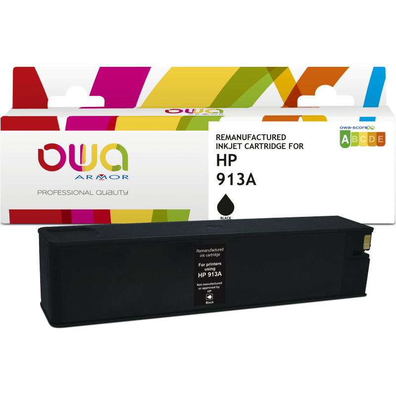 Cartouche d'encre remanufacturée OWA - standard - Noir - pour HP 913A