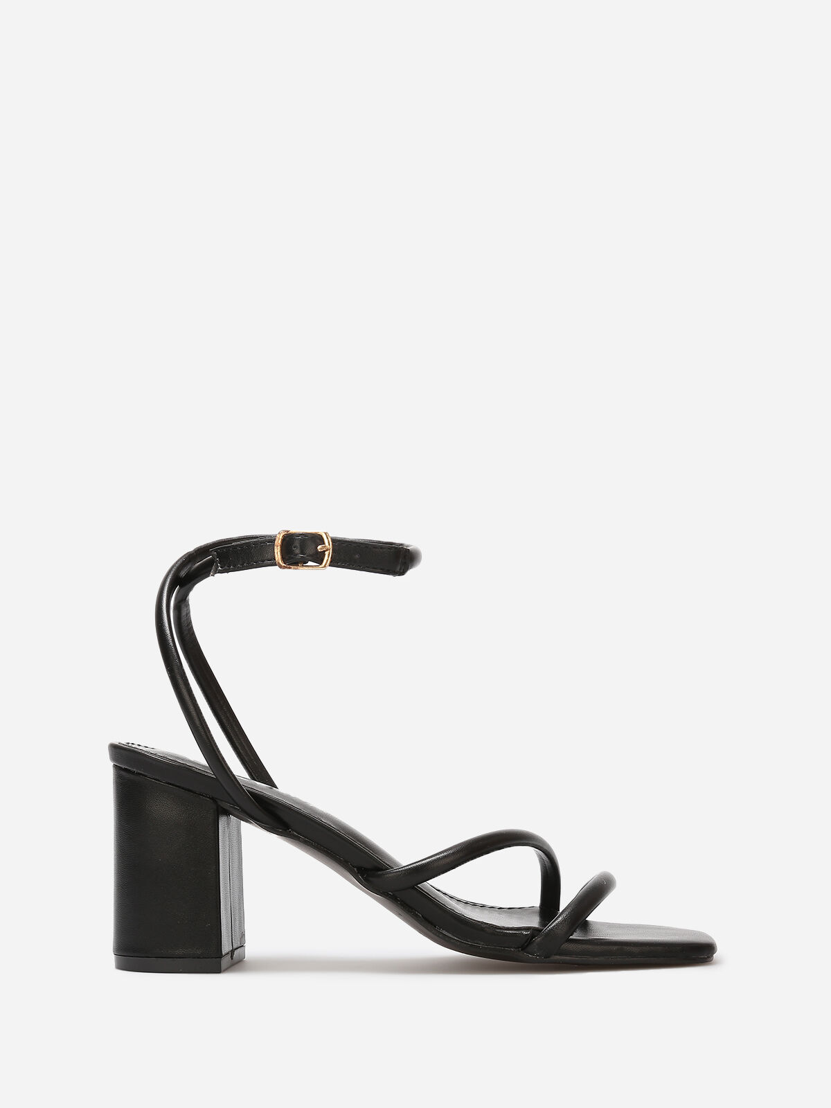 Sandales simili à brides matelassées- Noir