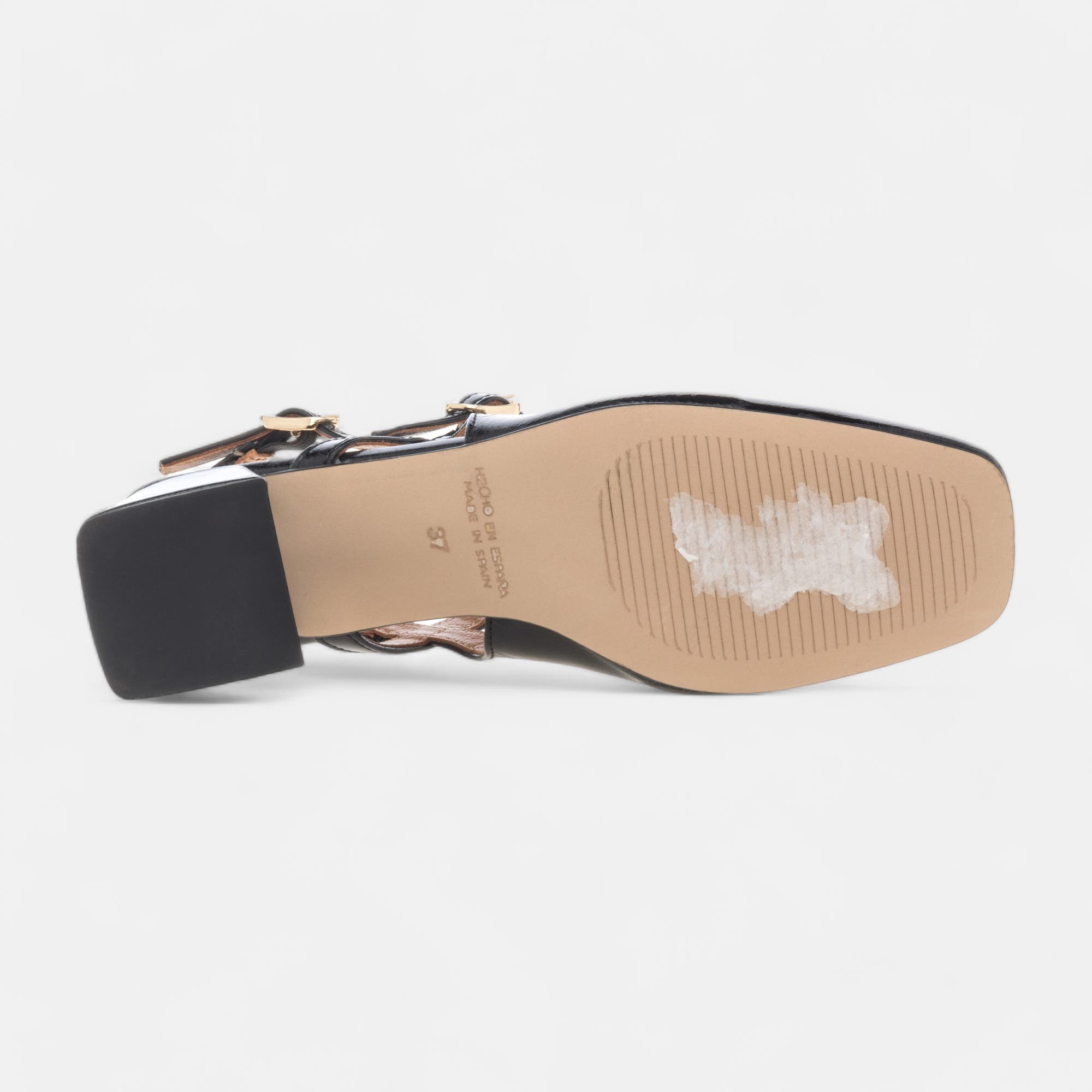 Escarpins avec bride arrière à talon Femme en cuir noir