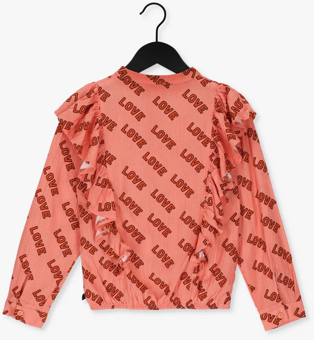 CARLIJNQ lichtroze carlijnq t-shirt love - blouse ruffled longsleeve