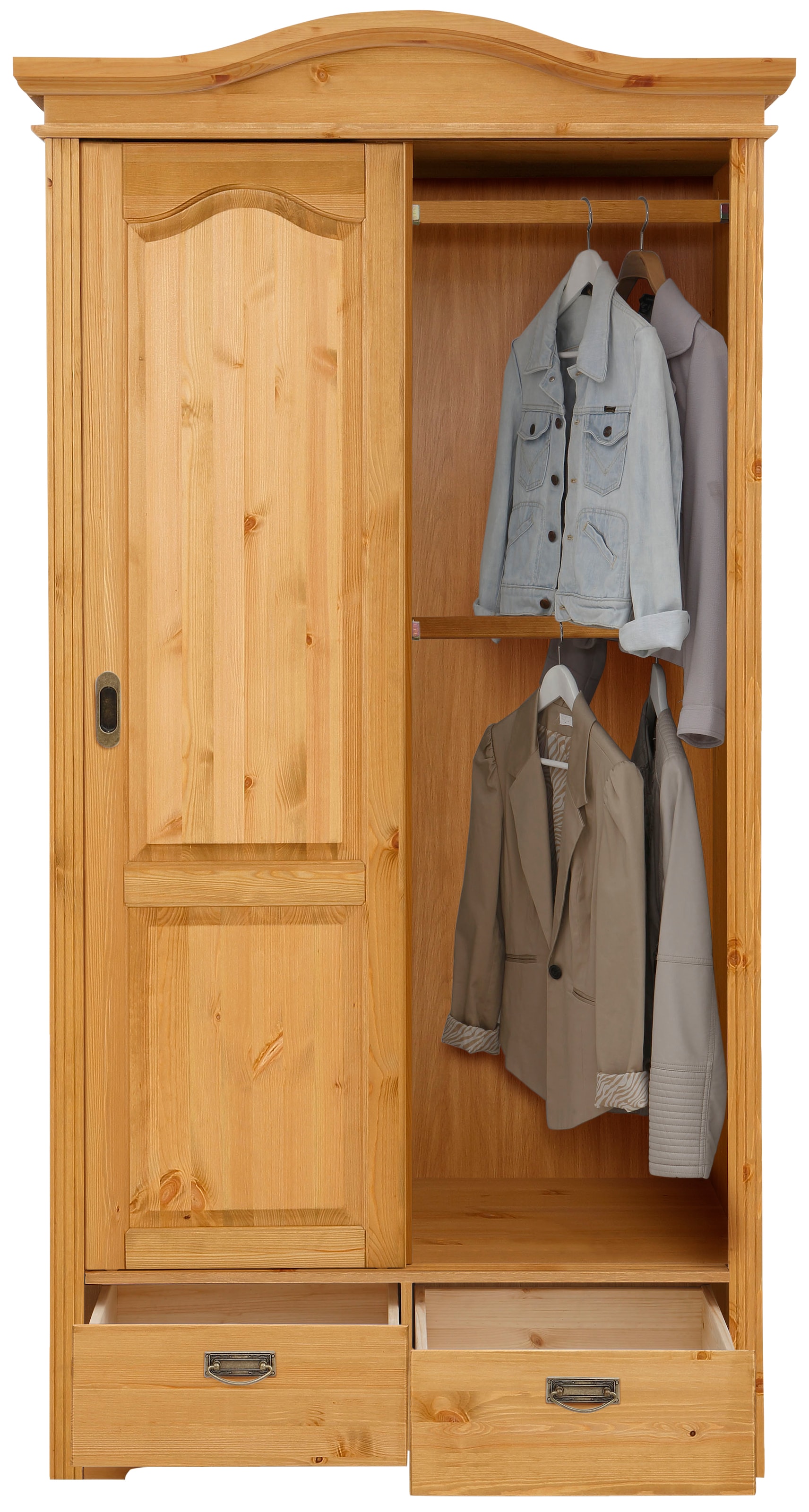 Home affaire Schiebetürenschrank »Konrad« B/H/T ca. 111/207/64 cm,  Breite 111 cm, aus massiver, FSC®-zertifizierter Kiefer