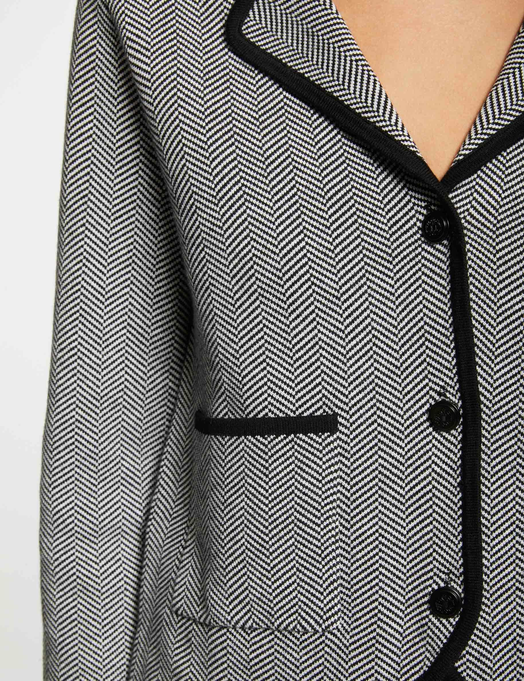 Veste tricot imprimé chevron noir femme - noir