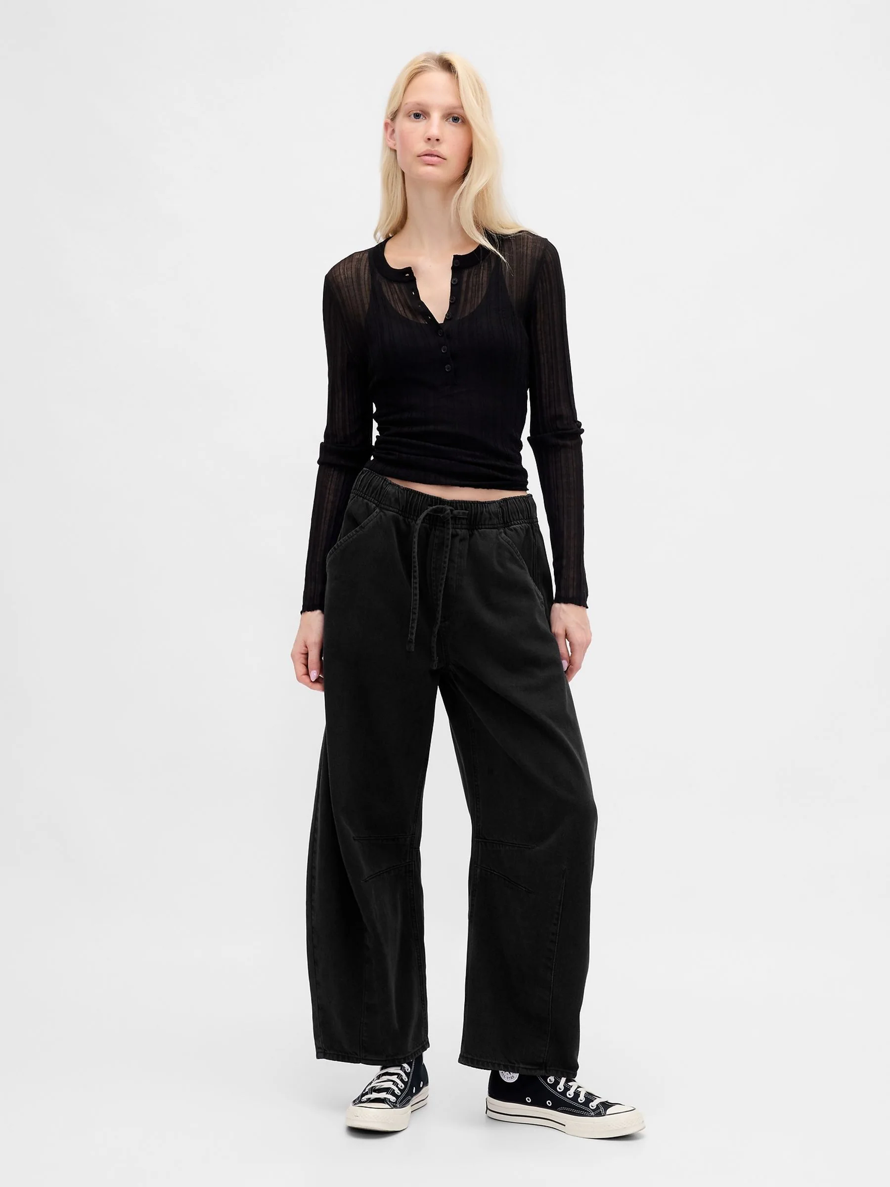 Zwart - Gap UltraSoft jeans met halfhoge taille en hoefijzervormige pijpen