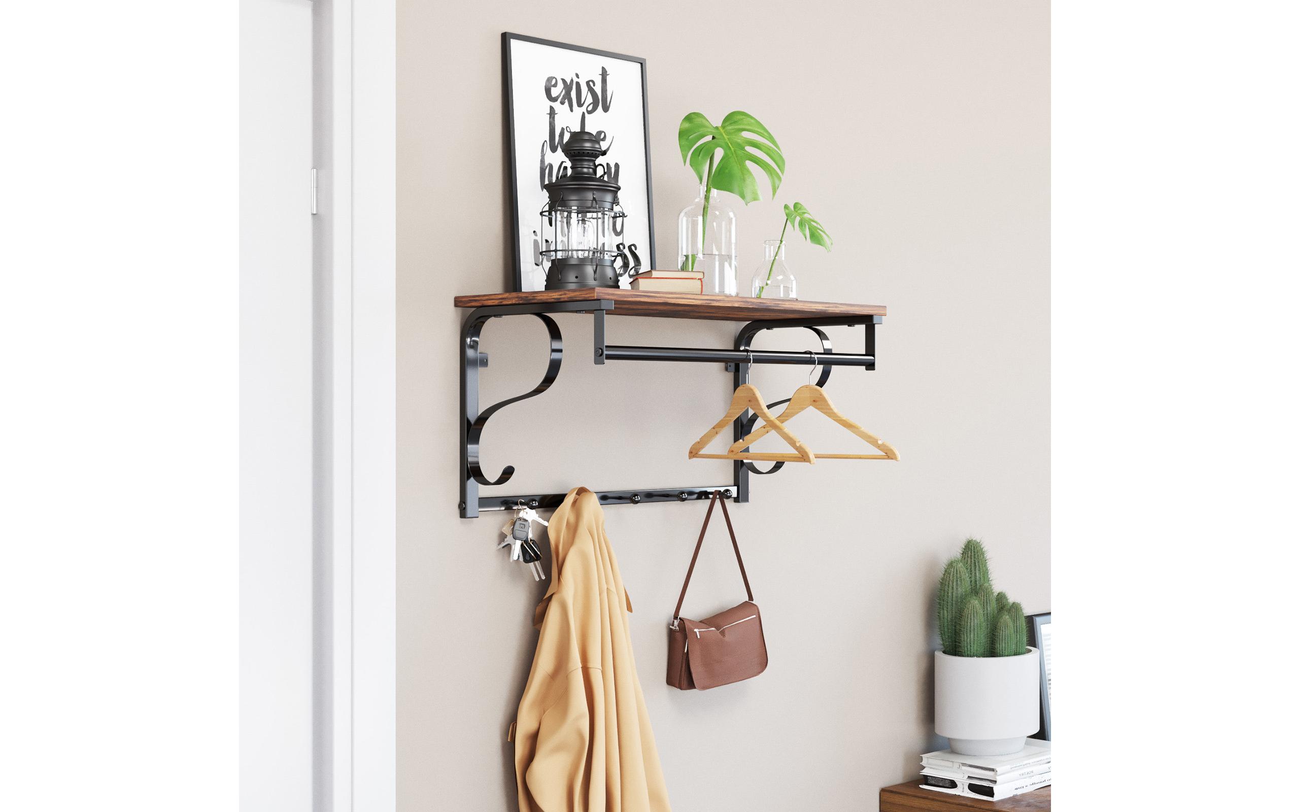 Wandgarderobe Industrial Look 60 x 31.7 cm, Braun/SchwarzGarderobe