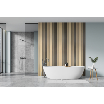 Lattenwand badkamer 260x52 cm licht eiken, dikte 15 mm