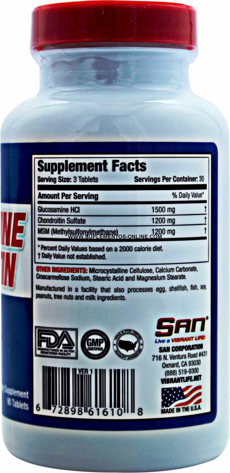 SAN Nutrition Glucosamina Condroitina con MSM 90 comprimidos