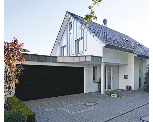 ARON Classic Garagedeur Sectionaaldeur L-profiel Slategrain RAL 9005 Diepzwart 2500x2125 mm incl. Garagedeuropener, 2-knops handzender