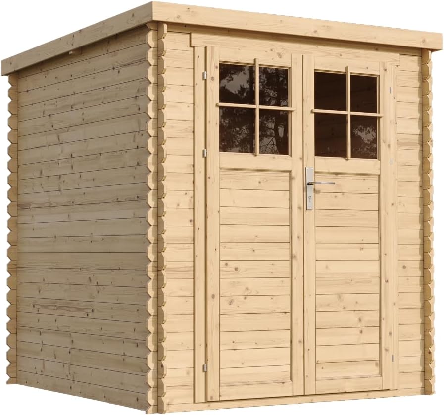 Gartenhaus Holz - Geräteschuppen Holz - Gerätehaus mit hochwertige abschließbare Tür, mit Boden Imprägnierte B204xL204xH202 cm/ 3.53 m2 - Gartenhäuser & aufbewahrung TIMBELA M309F+M309G