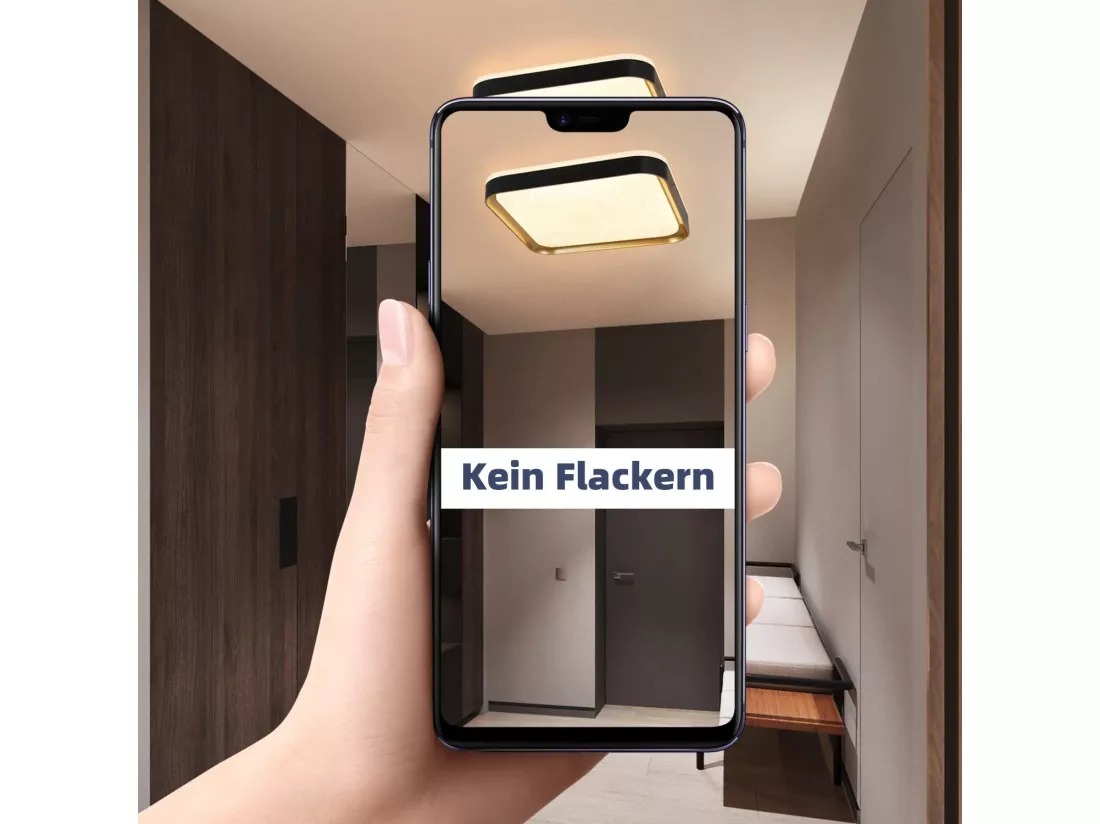 NETTLIFE Plafonnier LED Moderne Carré 32W Noir Or Dimmable avec Télécommande Lampe de Couloir 30cm pour Salon Chambre Cuisine