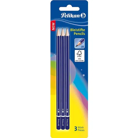 Pelikan Bleistift, Härtegrad 2B, Blister mit 3 Stück