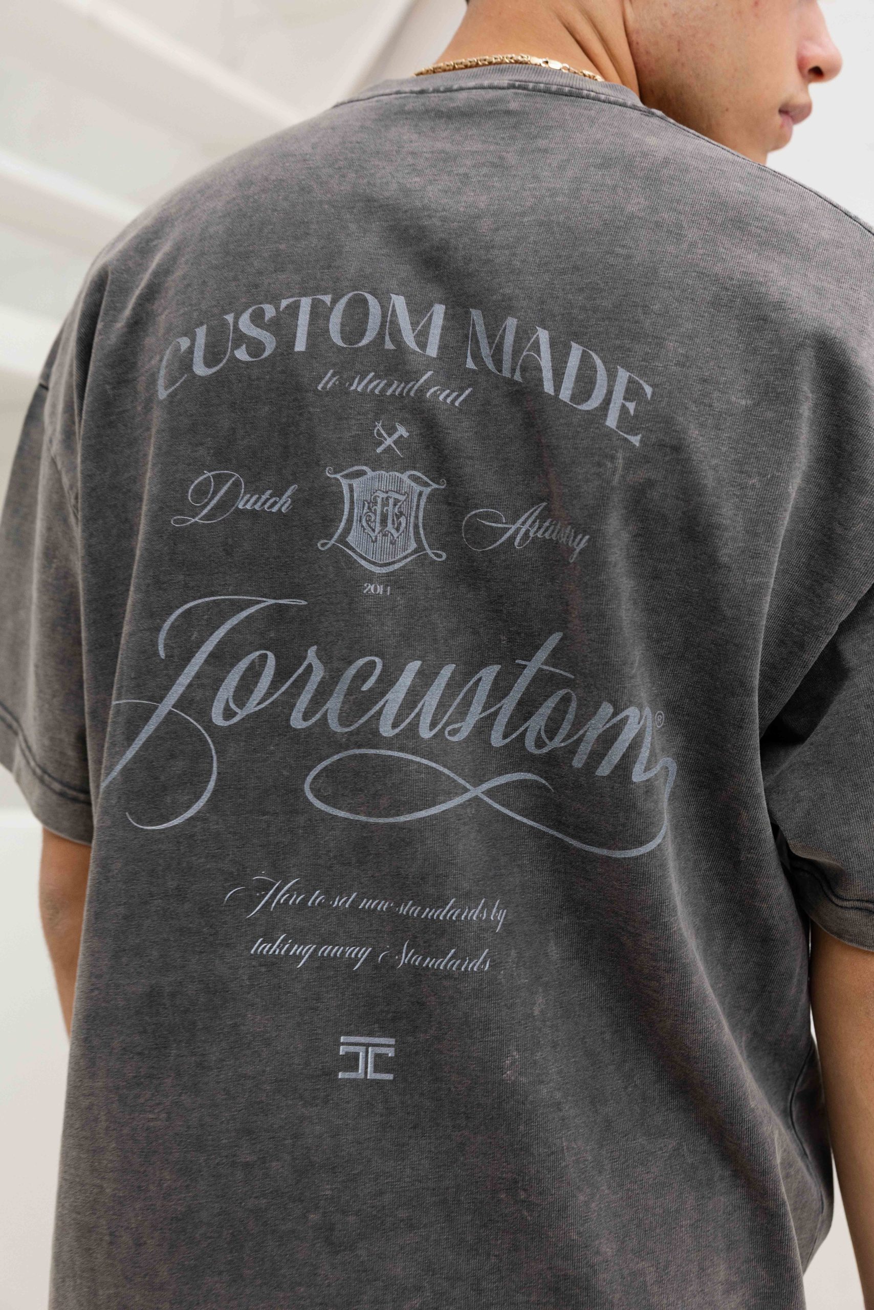 Jorcustom Handscript Loose Fit T-Shirt Heren Donkergrijs