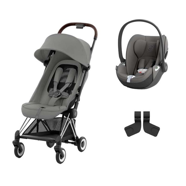 Poussette DUO Coya Chrome Brown Mirage Grey + Cloud T Mirage Grey - CYBEX