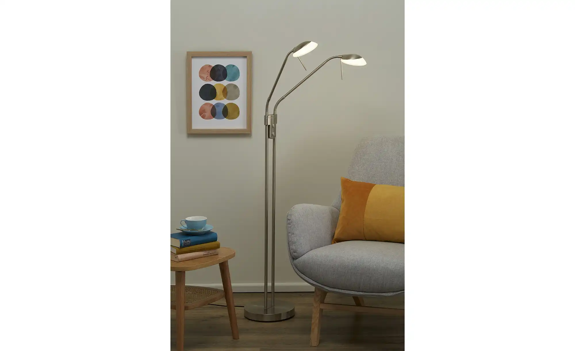 Fischer-Honsel LED-Lese-Leuchte 2-flammig, Nickel-matt
