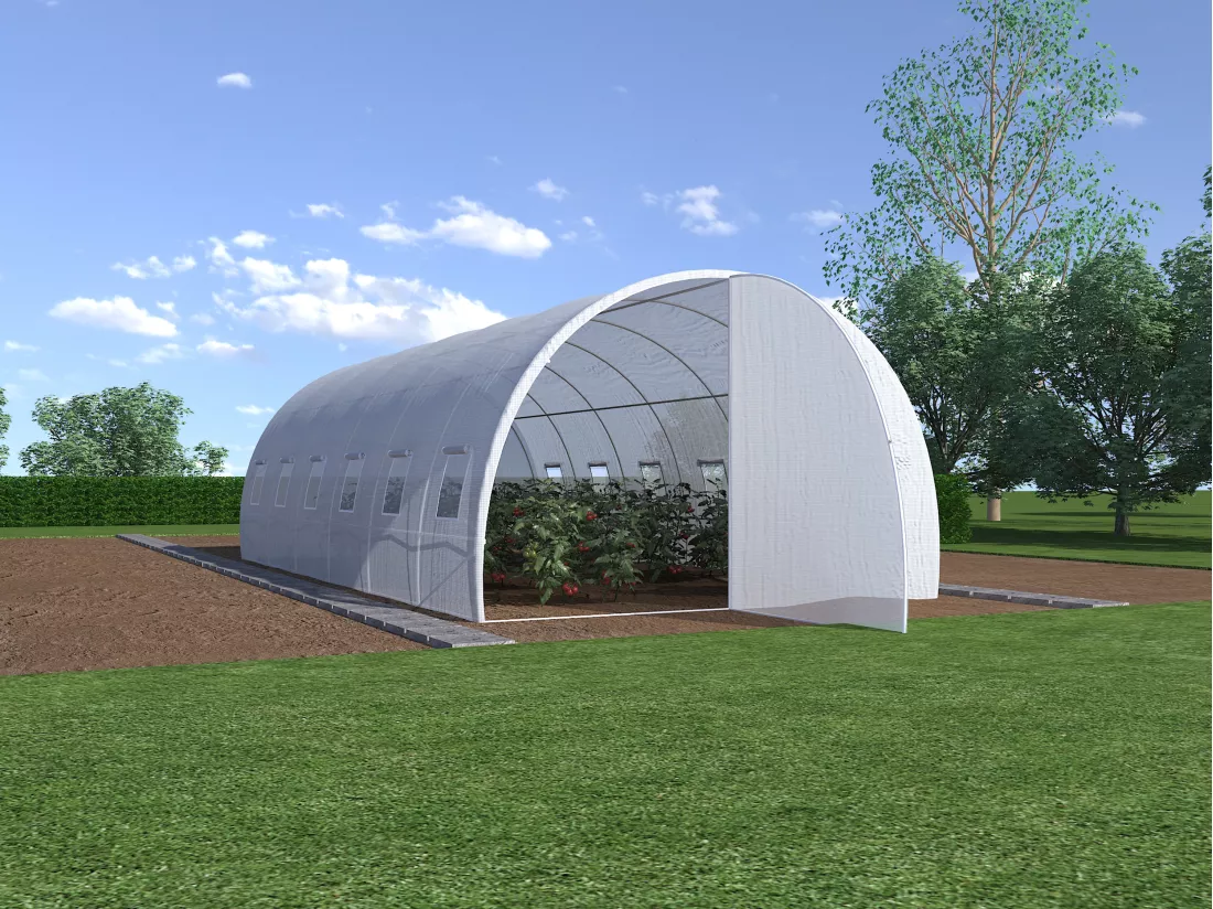 Couverture de rechange pour serre tunnel avec porte 18 m² - L300 x l600 x H200 cm - Blanc - ALOCASIA