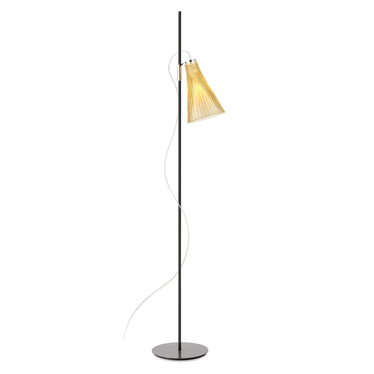 Kartell K-Lux vloerlamp zwart straw yellow lampenkap
