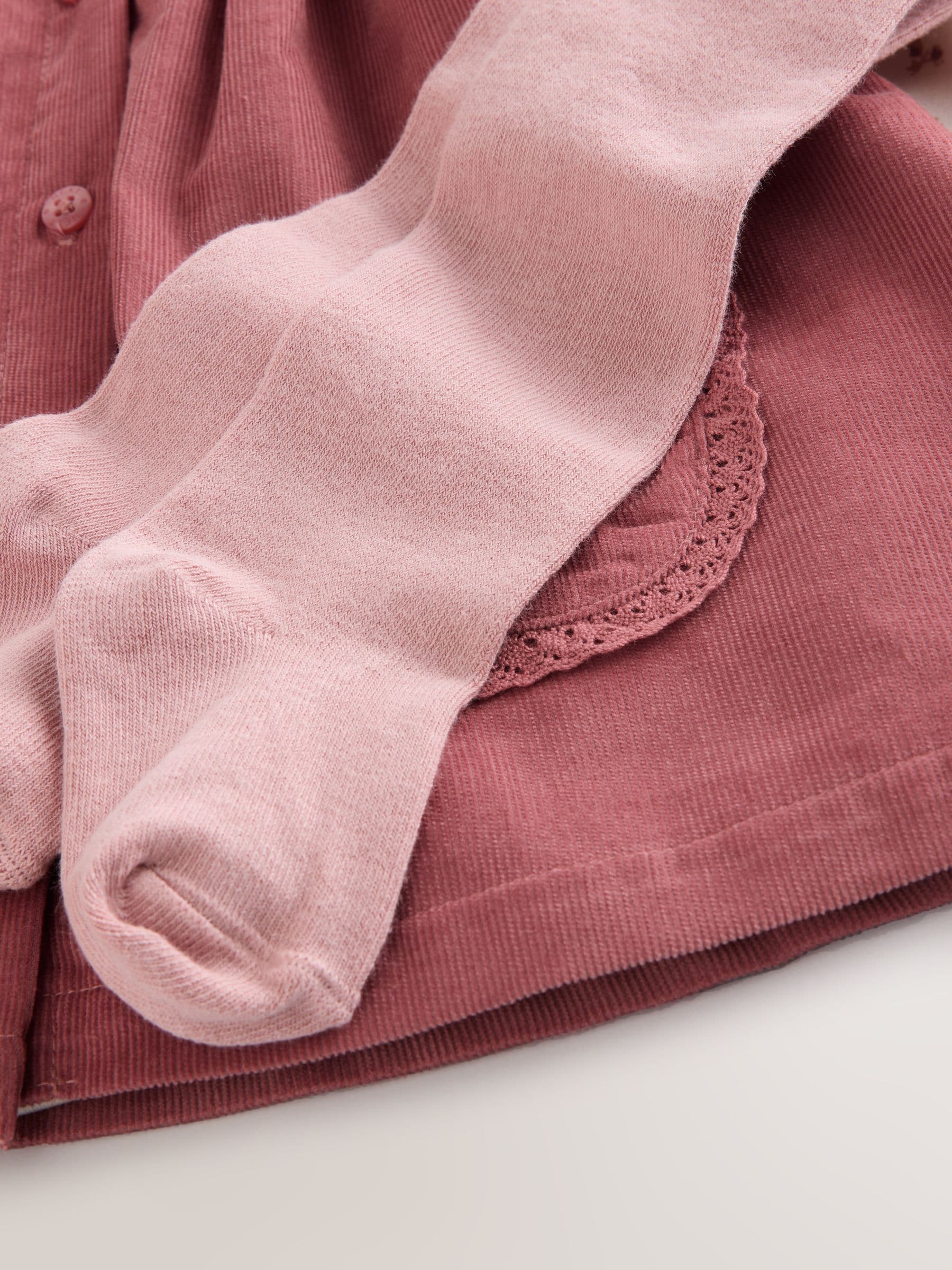 Roze met borduursel - Set van corduroy pinafore, bodysuit met lange mouwen en maillot voor baby's (0mnd-2jr)