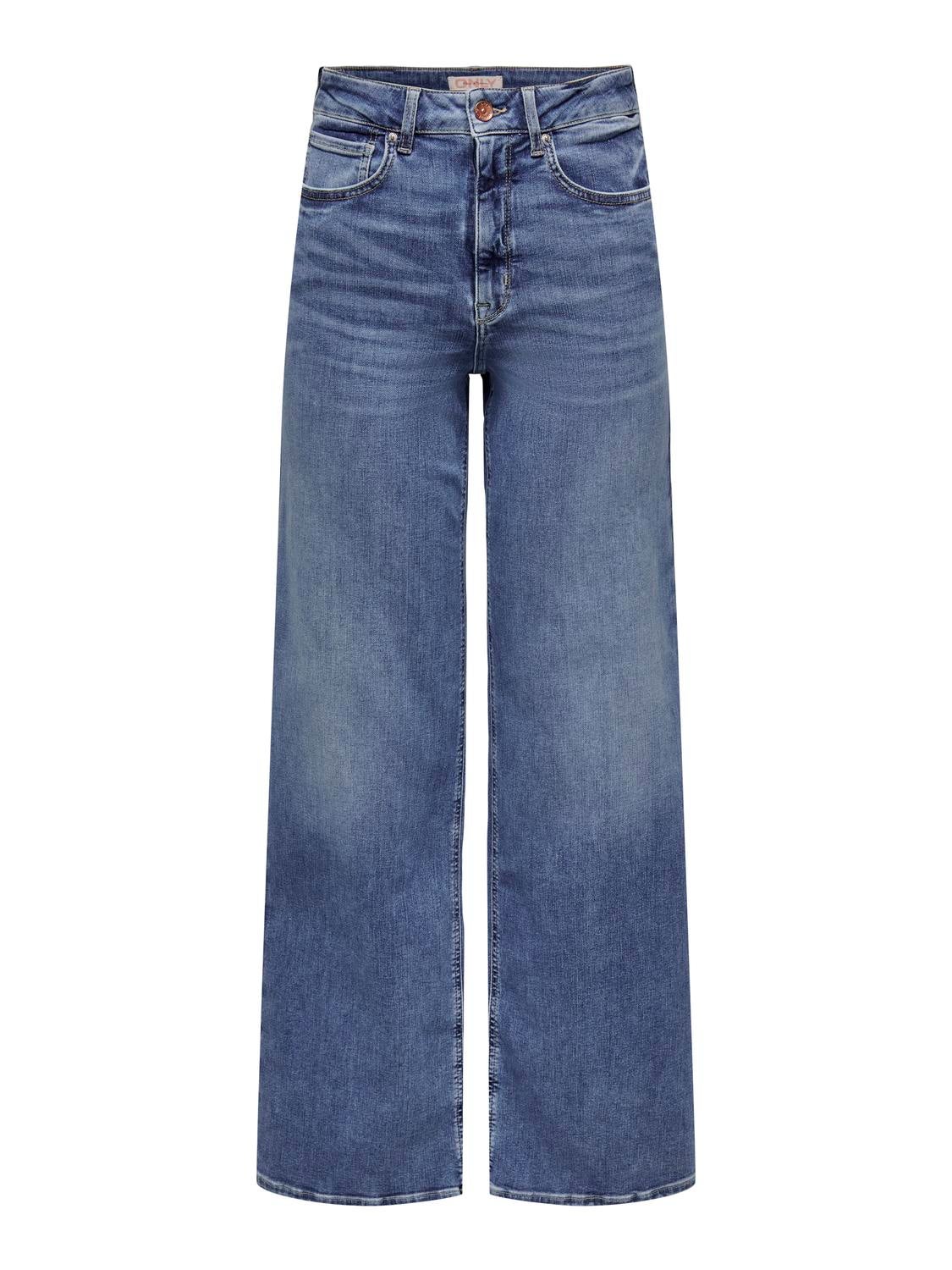 ONLMADISON Hohe Taille Weiter Beinschnitt Jeans Medium Blue Denim