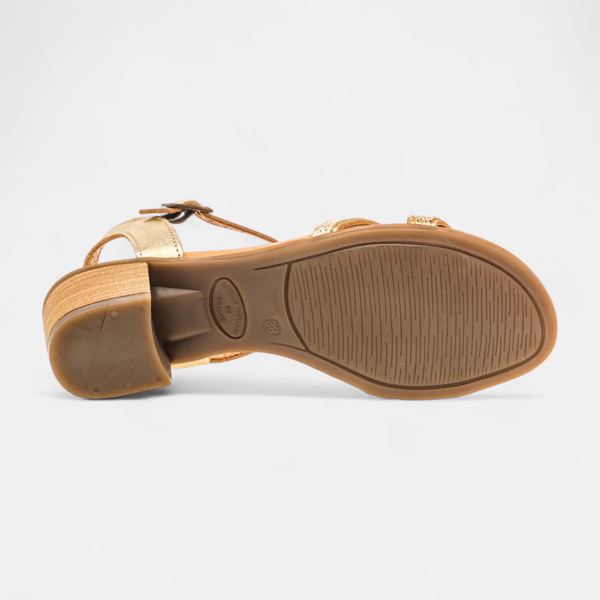 Nu-pieds à talon Femme en cuir or