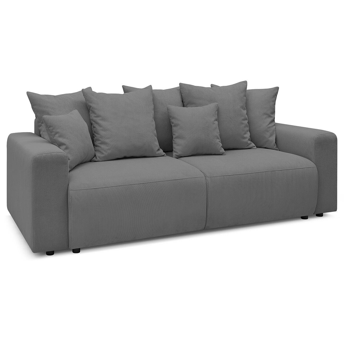 Bobochic Canapé 3 places convertible velours côtelé Envy gris foncé - 245x102x88 cm