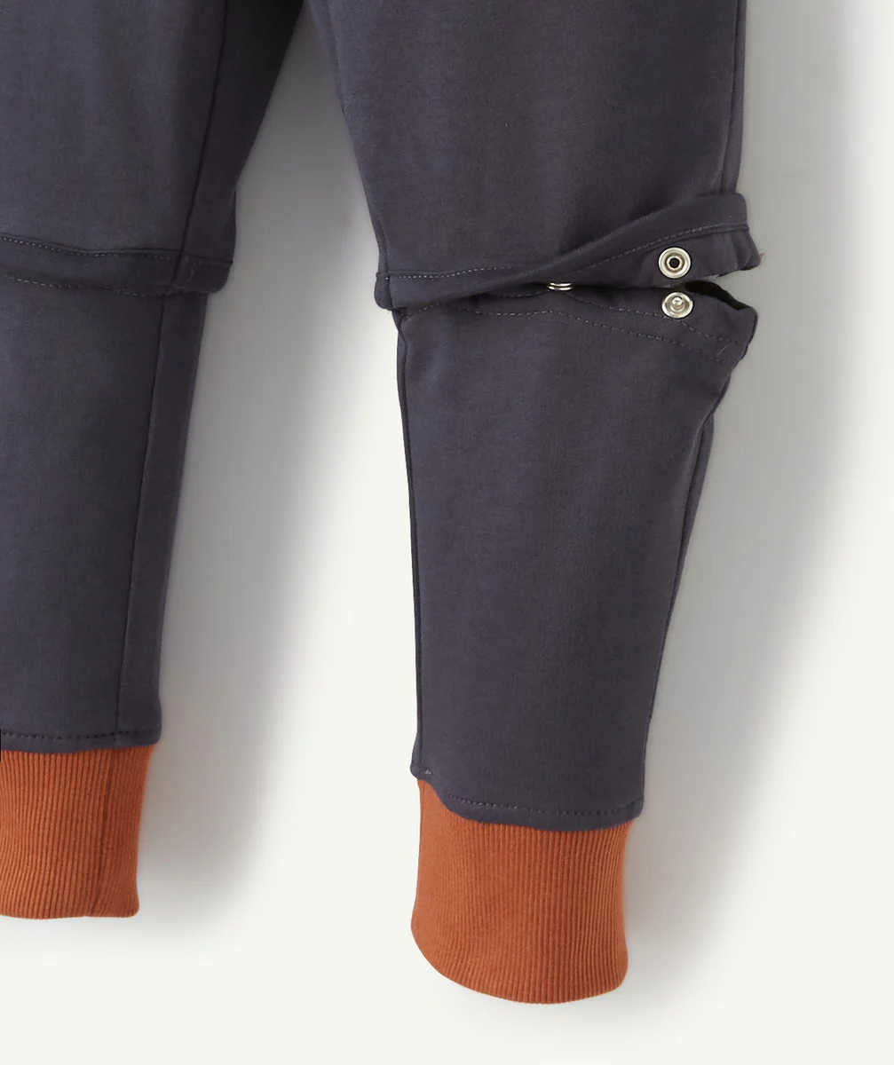 LE PANTALON JOGGING BLEU MARINE ET TERRACOTTA EN COTON PIMA